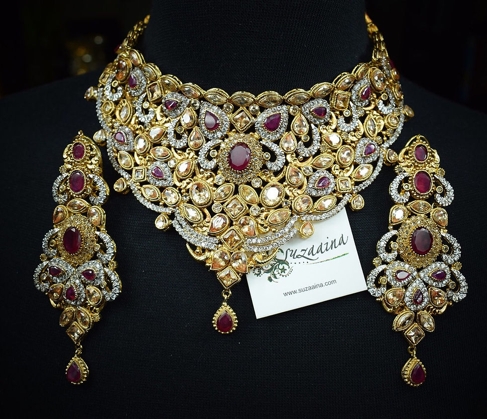 Thumbnail: Sabeen 22k Gold Plated Handcrafted Bridal Set.