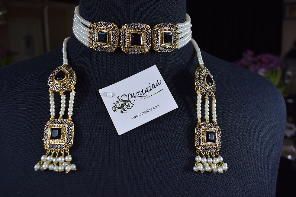 Thumbnail: Zoyal 22k Gold plated Handcrafted Choker Set.