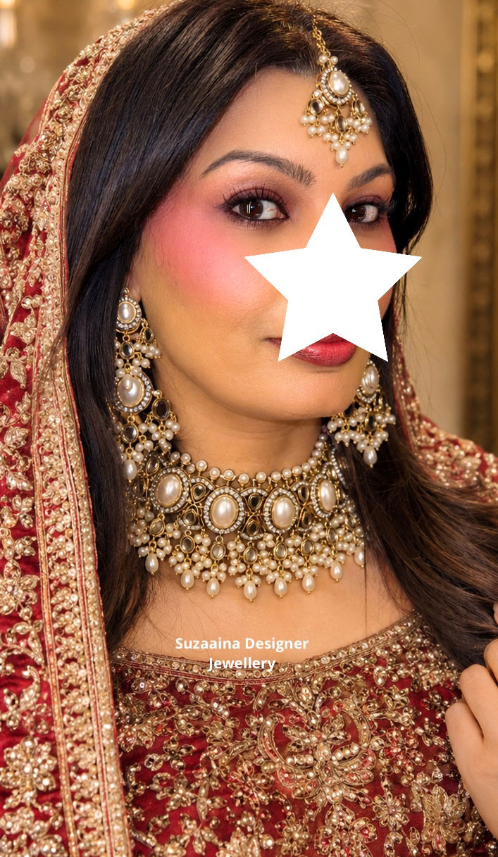 Thumbnail: Saleh 22k Gold plated Kundan and Pearls Set.