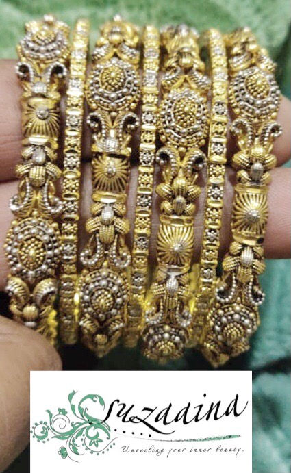 Thumbnail: Midhat 24k Gold and Rhodium plated bangles .