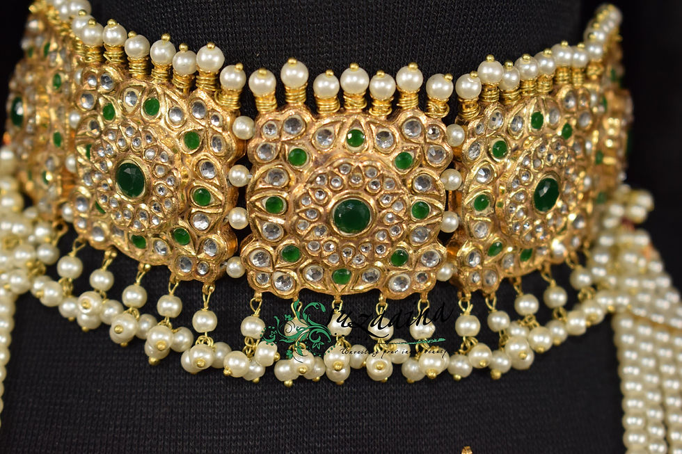Thumbnail: Isra 22k Gold plated Handcrafted Choker Bridal Set