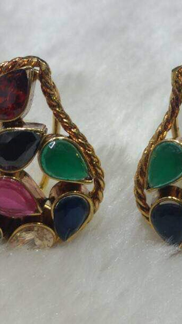 Thumbnail: Lisa 22k Gold plated Handcrafted Earrings 