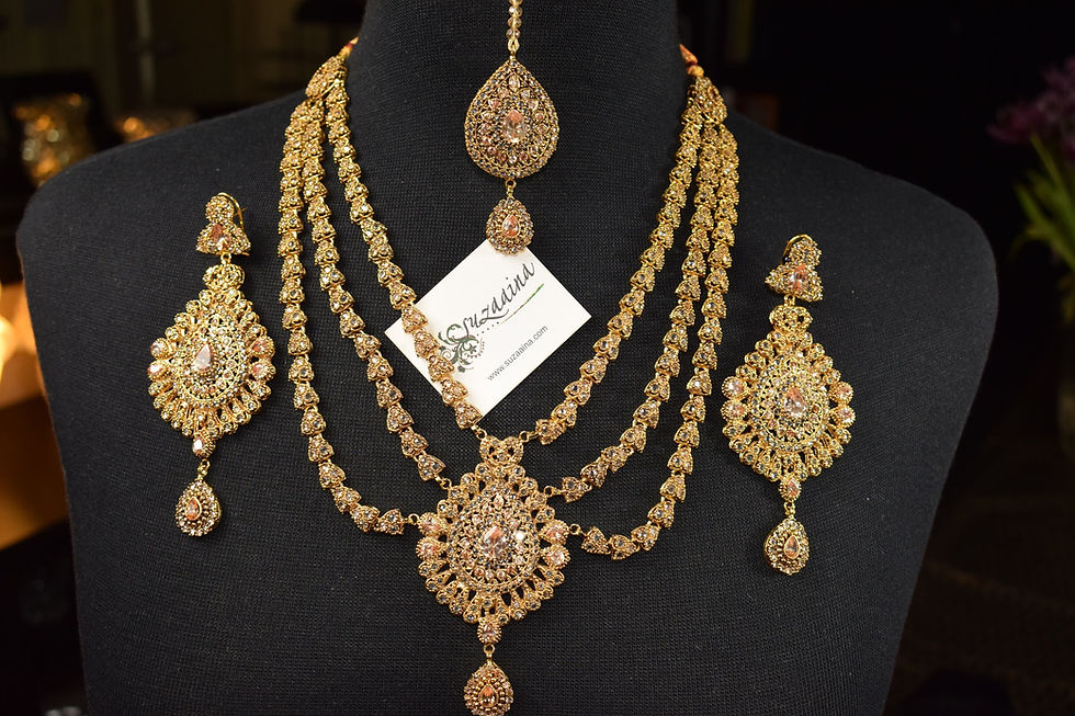 Thumbnail: Eenaya 22k Gold Plated Handcrafted Bridal Set