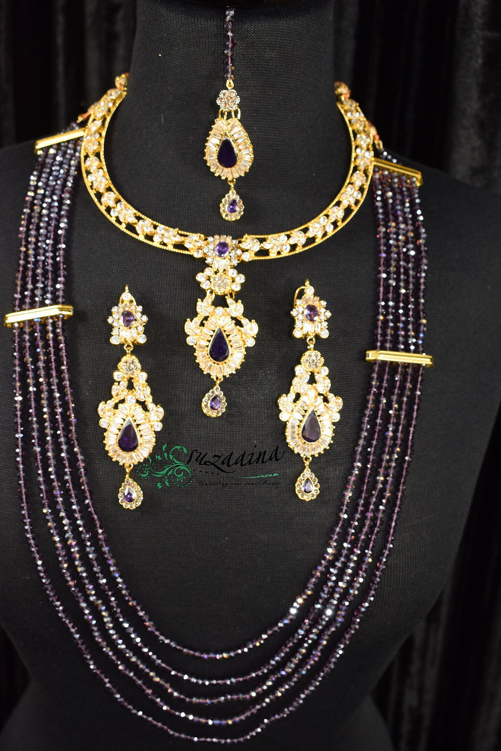 Thumbnail: Shereen 24k Gold plated Bridal Necklace and Mala Set 