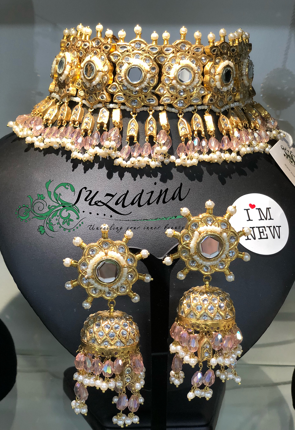 Thumbnail: Sibgha 22k Gold plated Handcrafted Choker Bridal Set