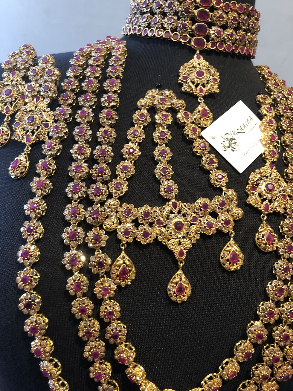 Thumbnail: Maikal 22k Gold plated Handcrafted Choker Bridal Set