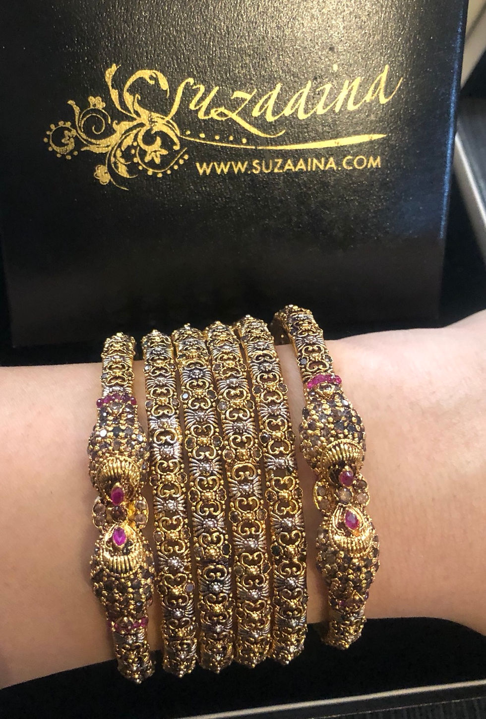 Thumbnail: Raval 22k Gold and Rhodium plated Set of Bangles 