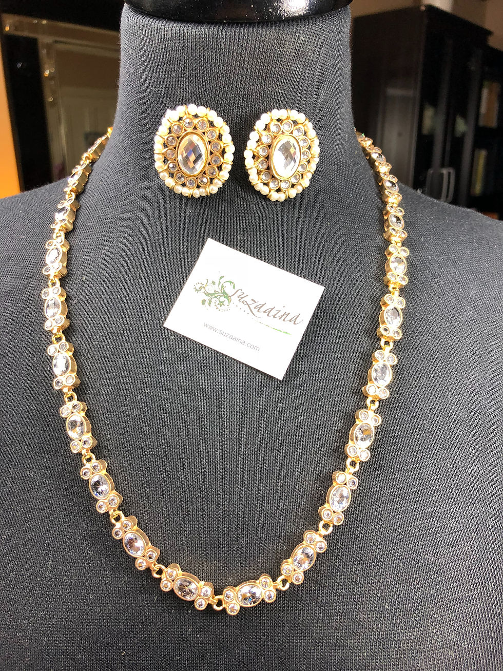 Thumbnail: Nayaab Gold plated Handcrafted Kundan and Pearls Mala Set.