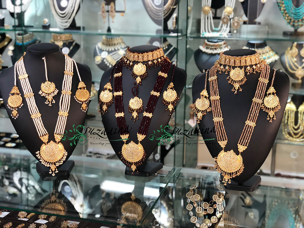 Thumbnail: Aira 22k Gold plated Handcrafted Thapa Kundan Bridal Set.