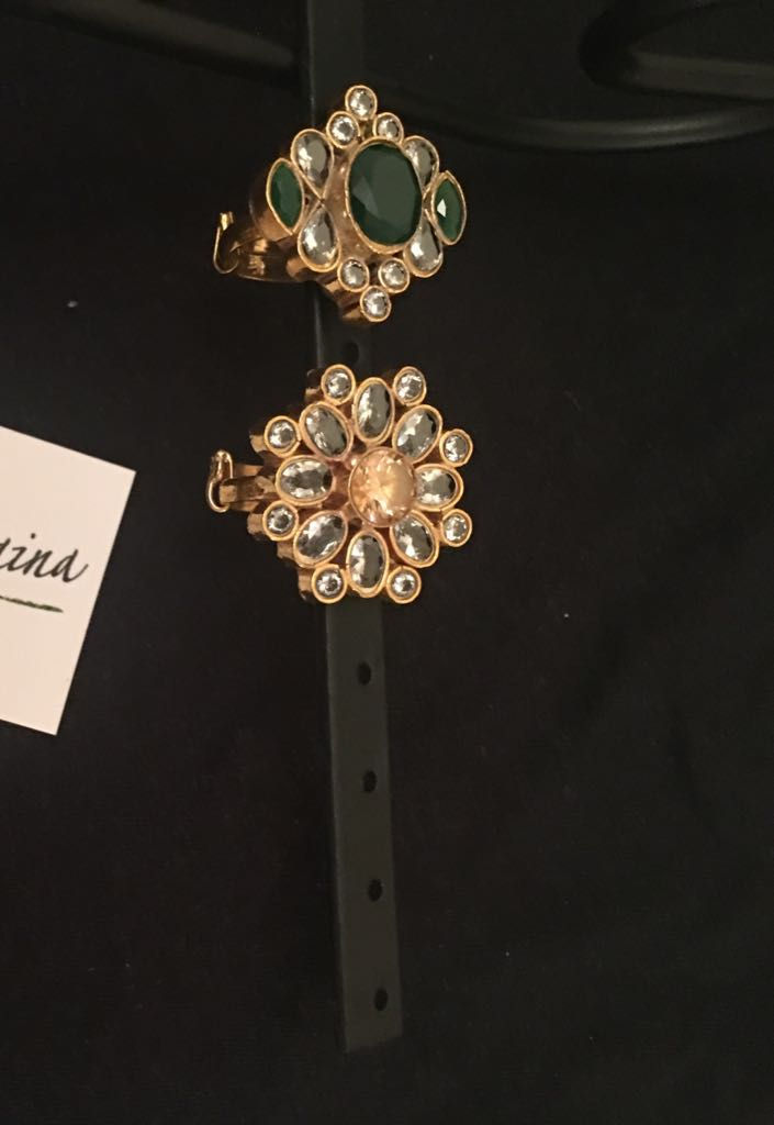 22k Gold plated Handcrafted  Kundan Ring