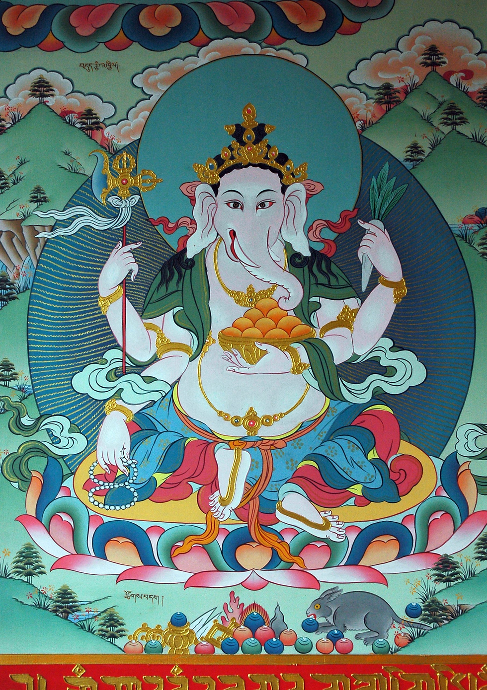 Similar in appearance to Lord Ganesha, Kantigen has an elephant face but a human body.