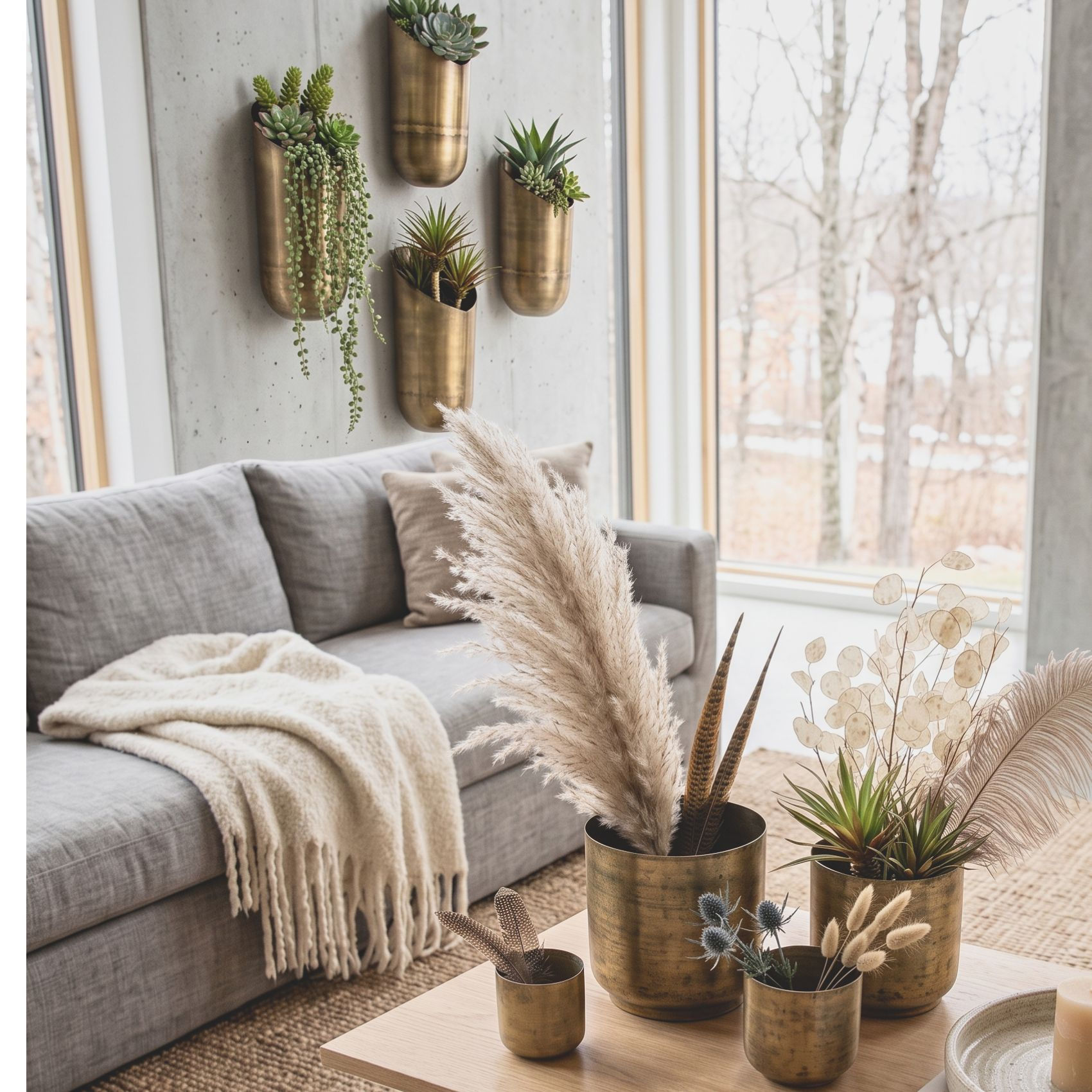 brass pots and vases