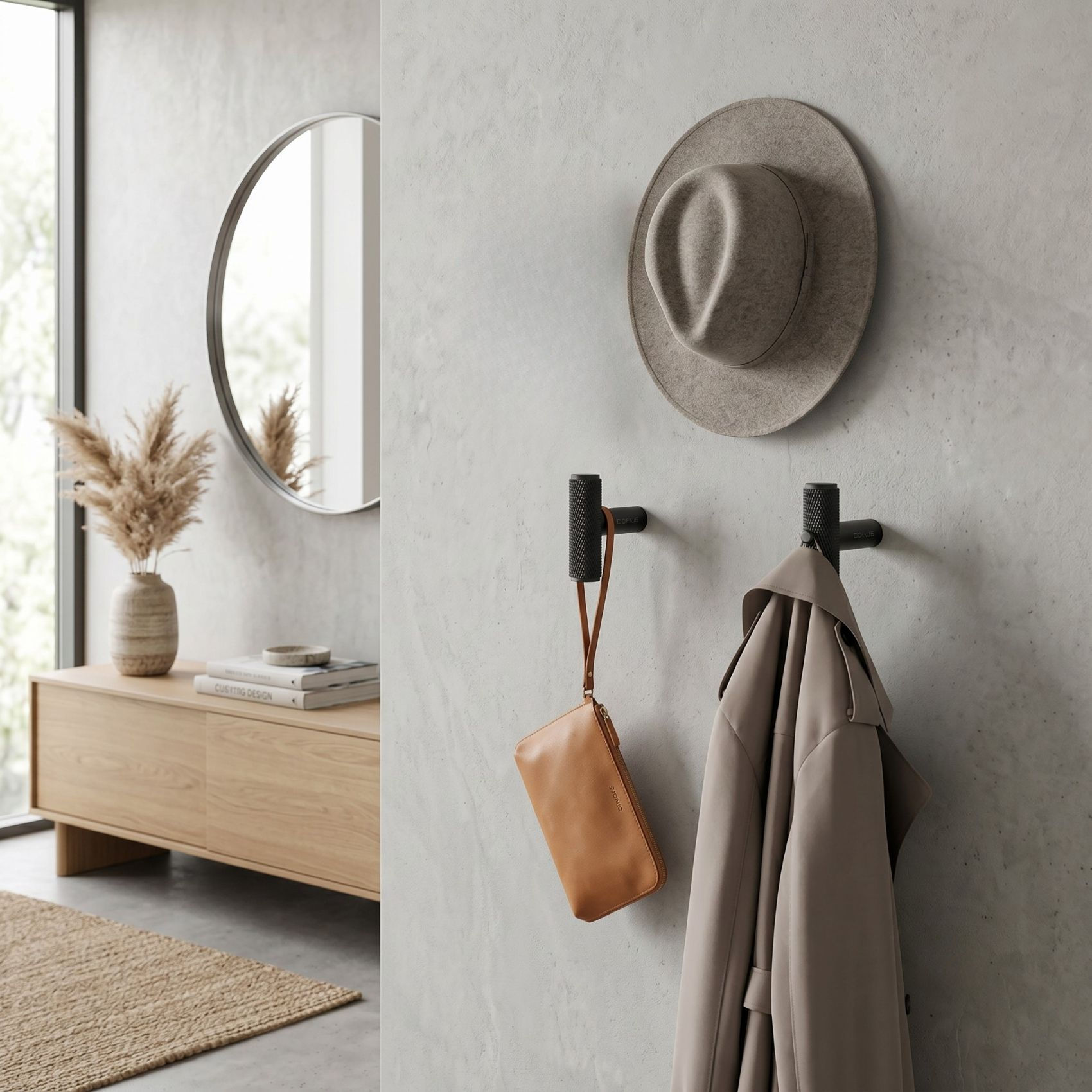 knurled wall hook black