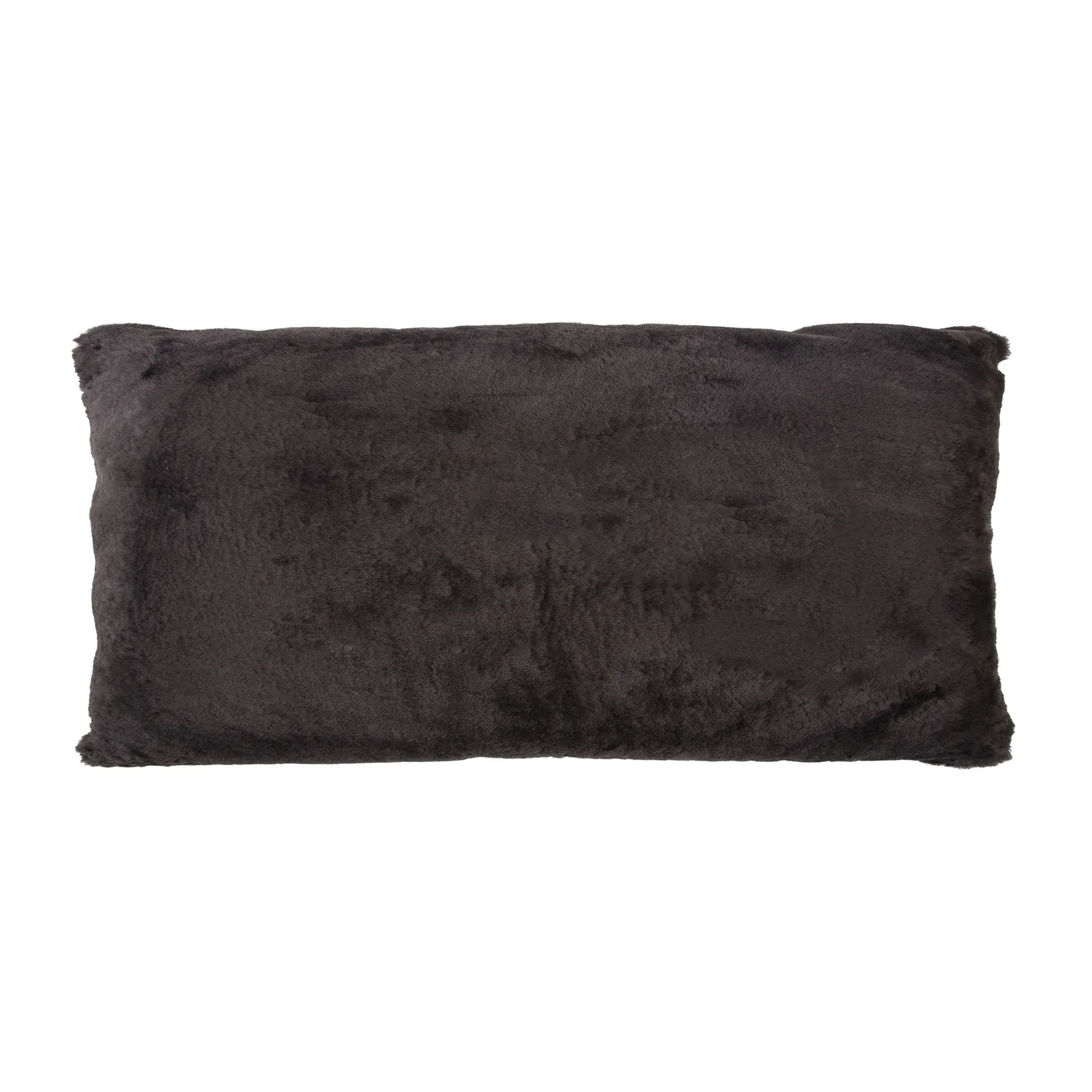Fleecy Fur Lumbar Pillow, Dark Grey