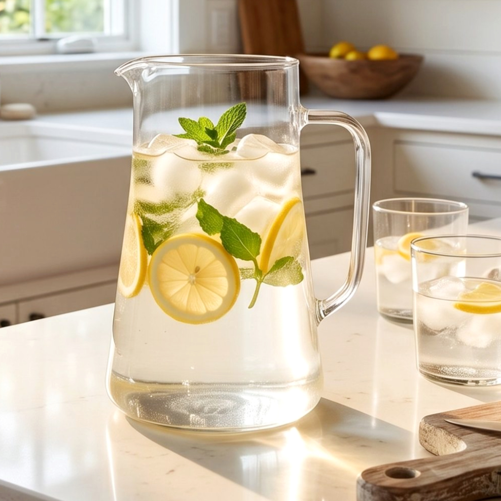 3 Qt Czech Blown Glass Drink Pitcher | Nontoxic Serveware
