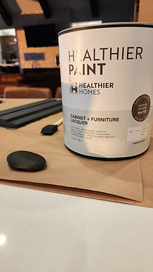 HEALTHIER PAINT HEALTHIER HOMES CABINET & FURNITURE LACQUER can sits on paper.