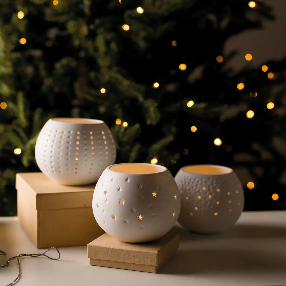 ceramic lanterns white