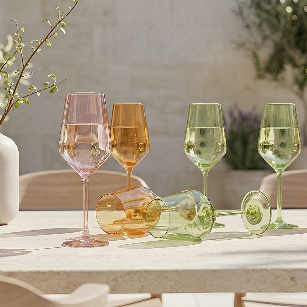 colorful crystal wine glasses