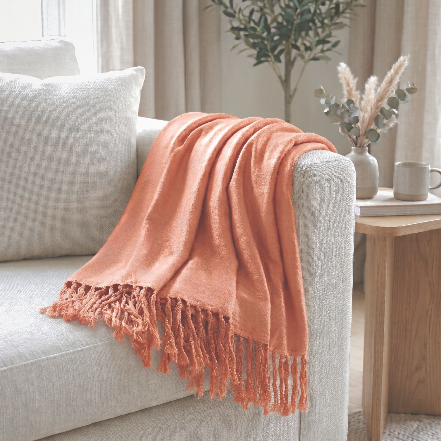 Bamboo Mink Plush Throw Blanket, 68"