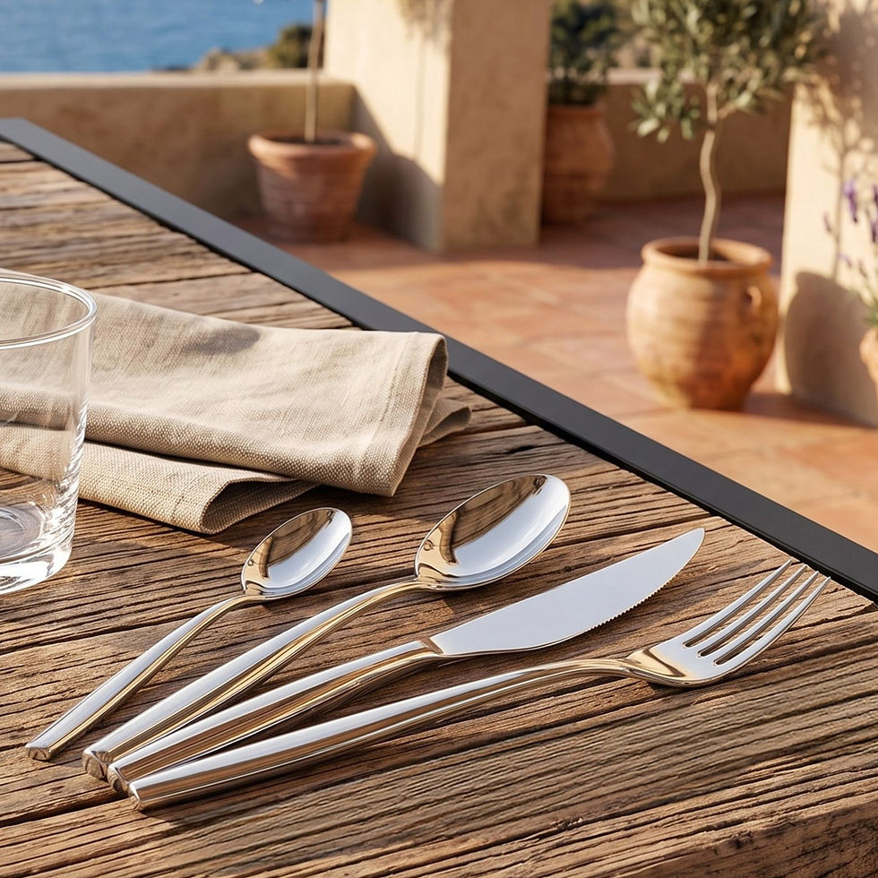 shiny stainless steel silverware set