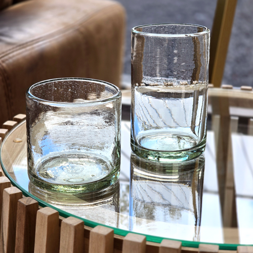 Guapo Mexican Recycled Glass Tumblers with Straws, Set of 2
