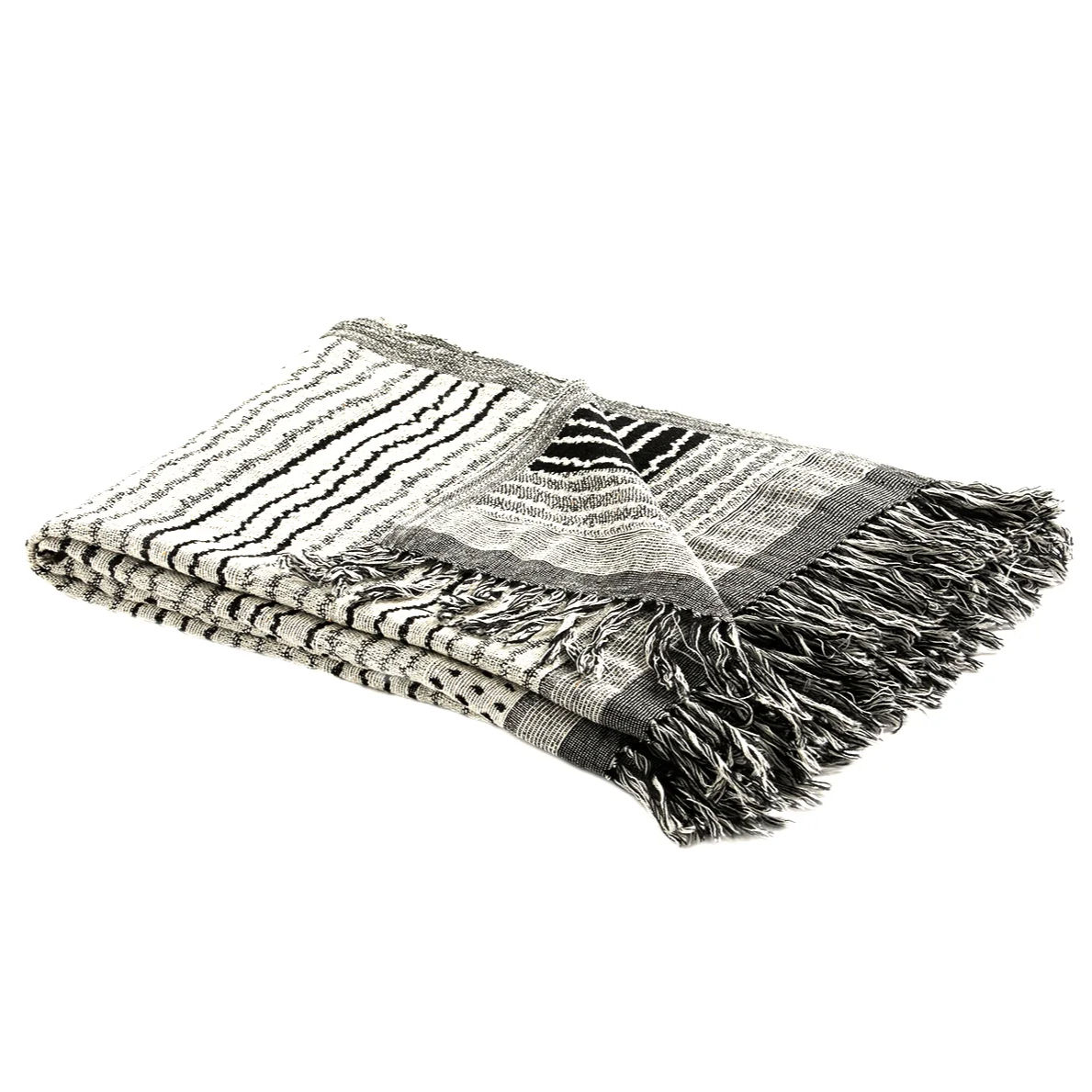black and white throw blanket