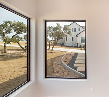 Architectural view of modern house from interior windows