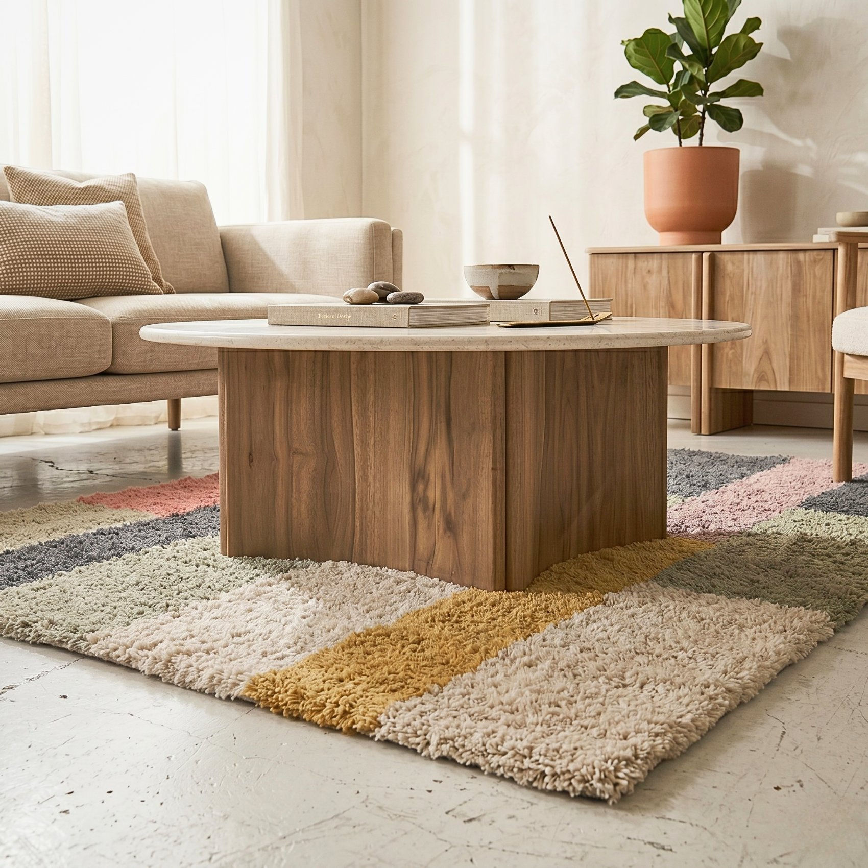 midcentury modern living room rug