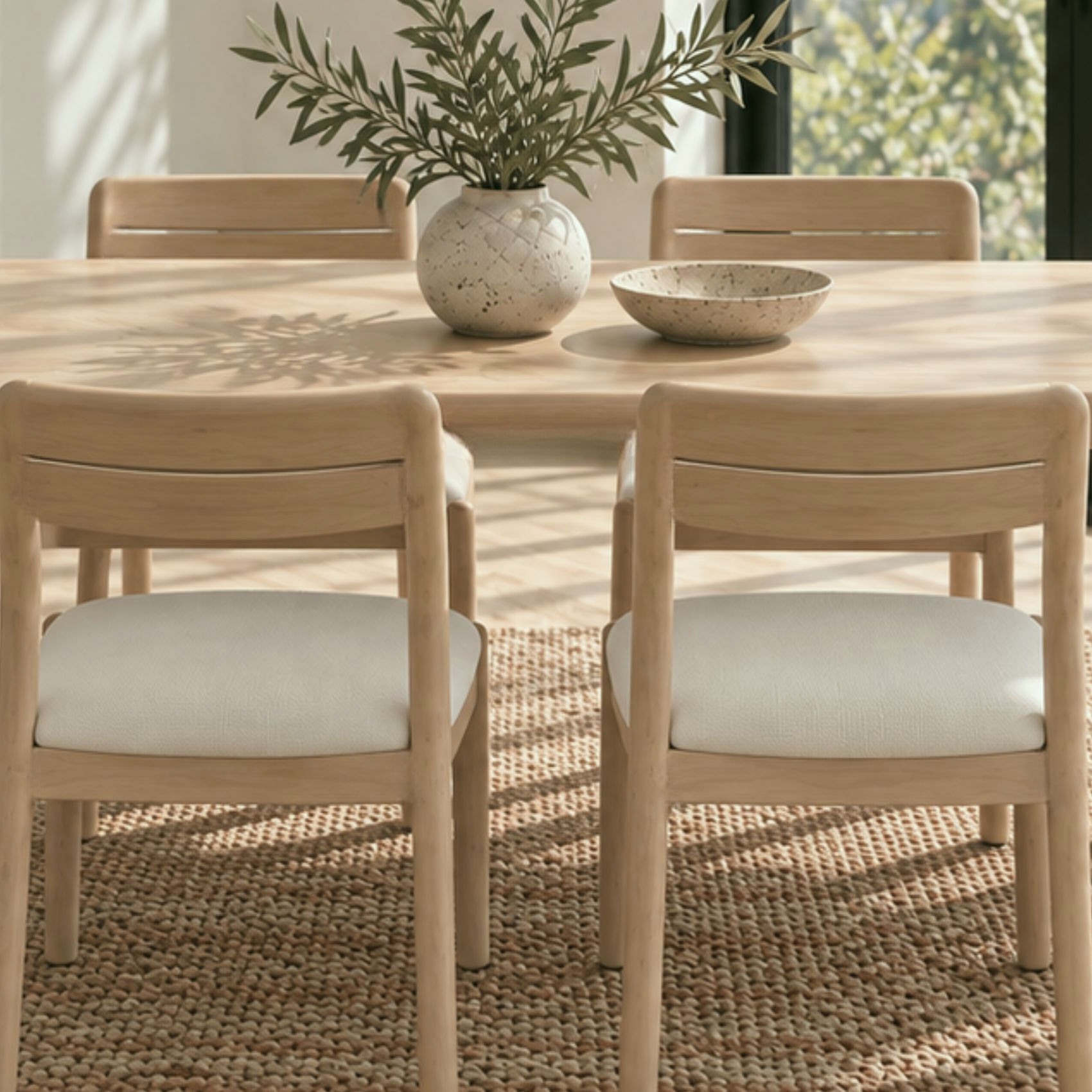 Japandi dining chair with arms