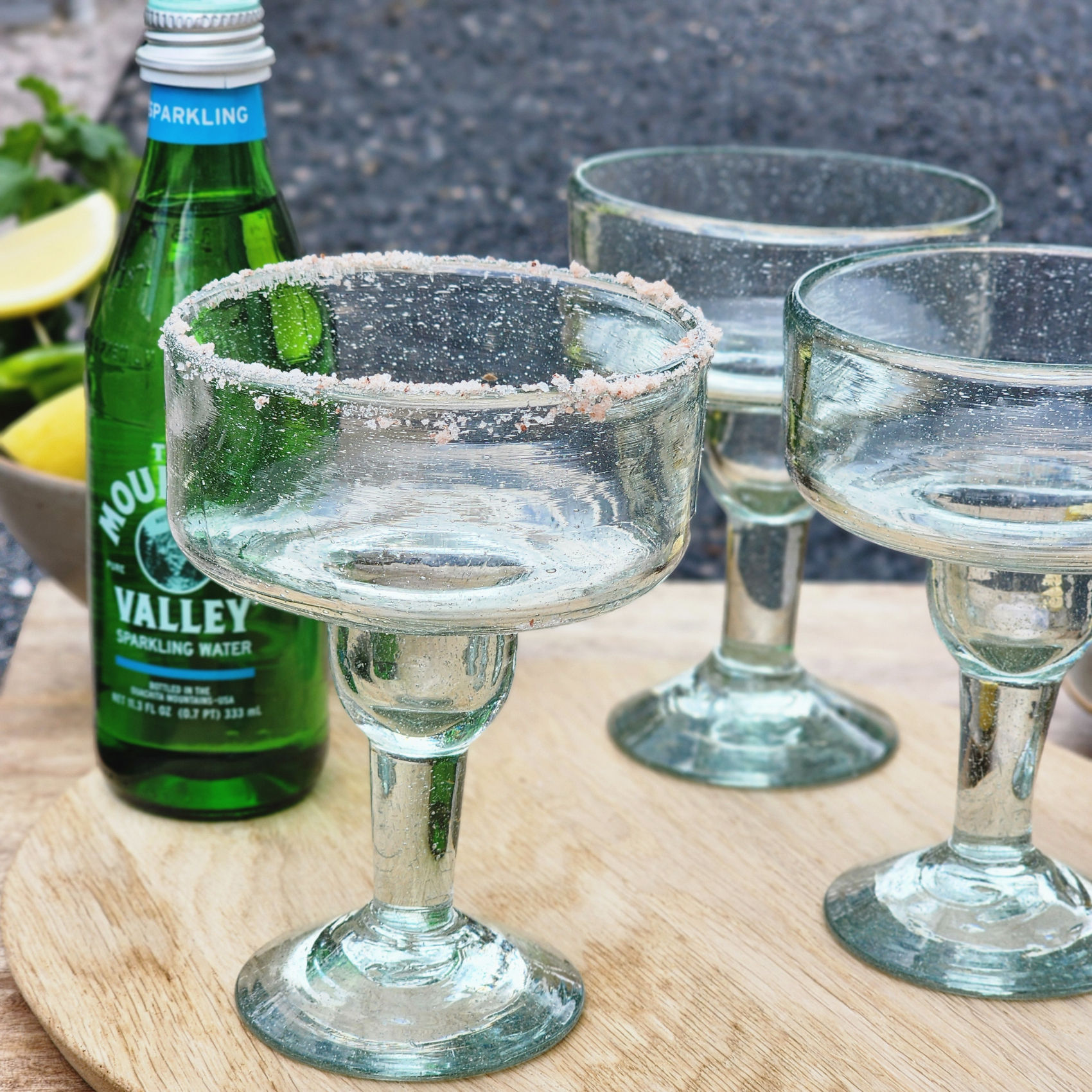 recycled glass margarita coupe