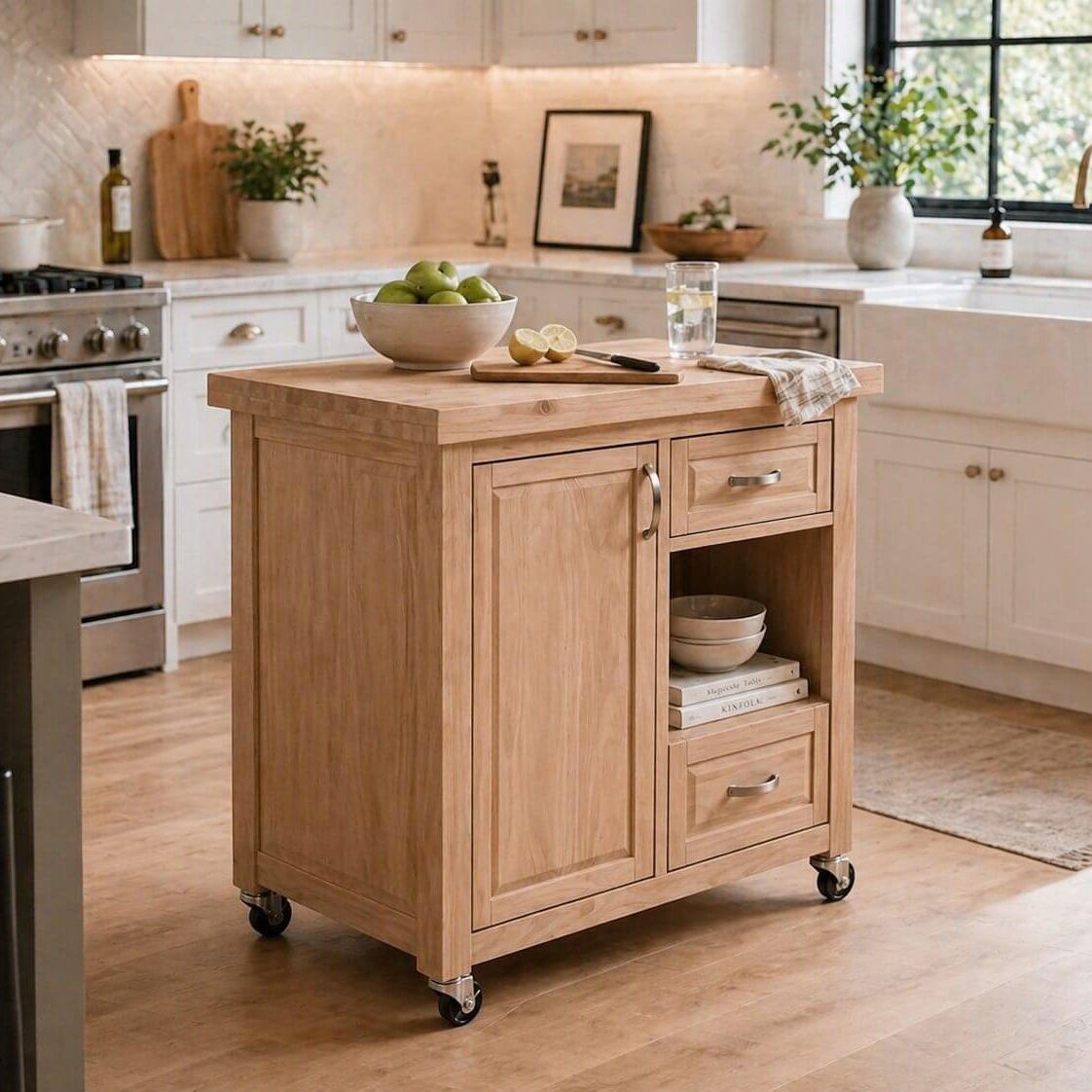 Tia Butcher Block on Wheels