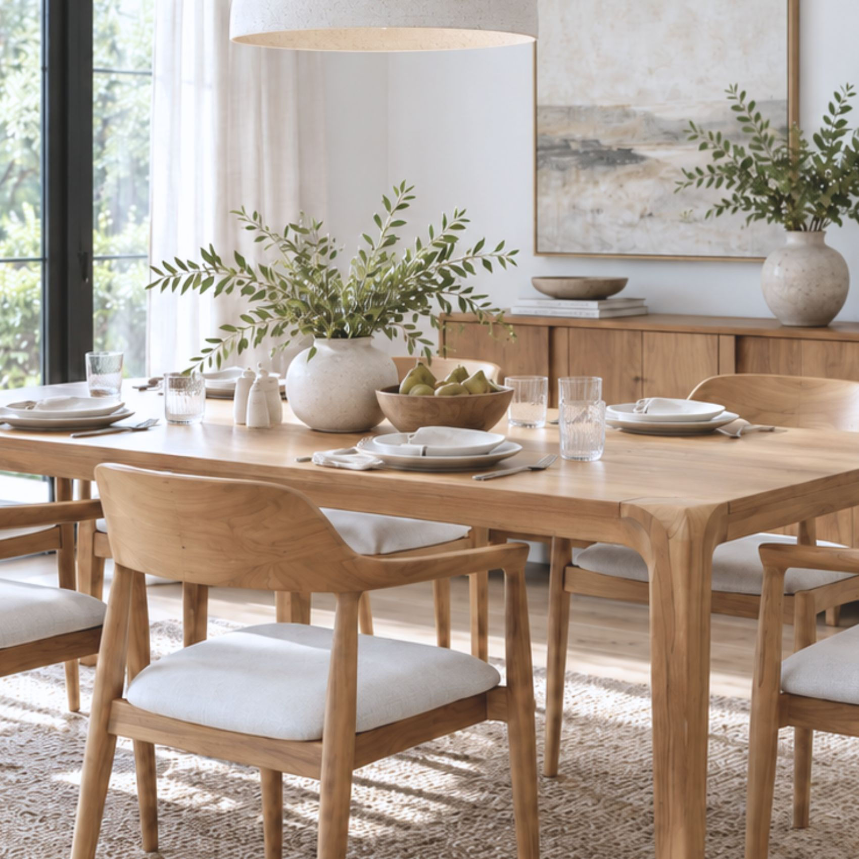 modern teak dining table