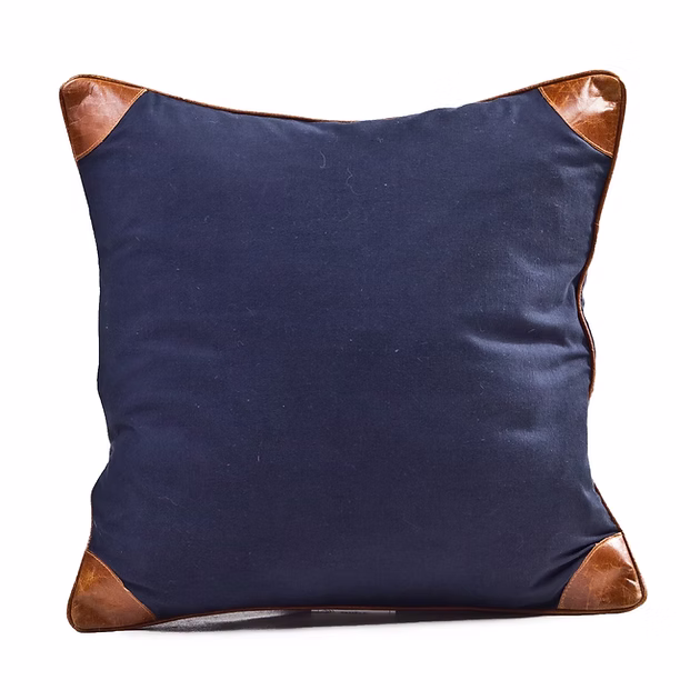 North leather and linen throw pillow