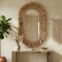 Nontoxic Abaca Oval Statement Mirror