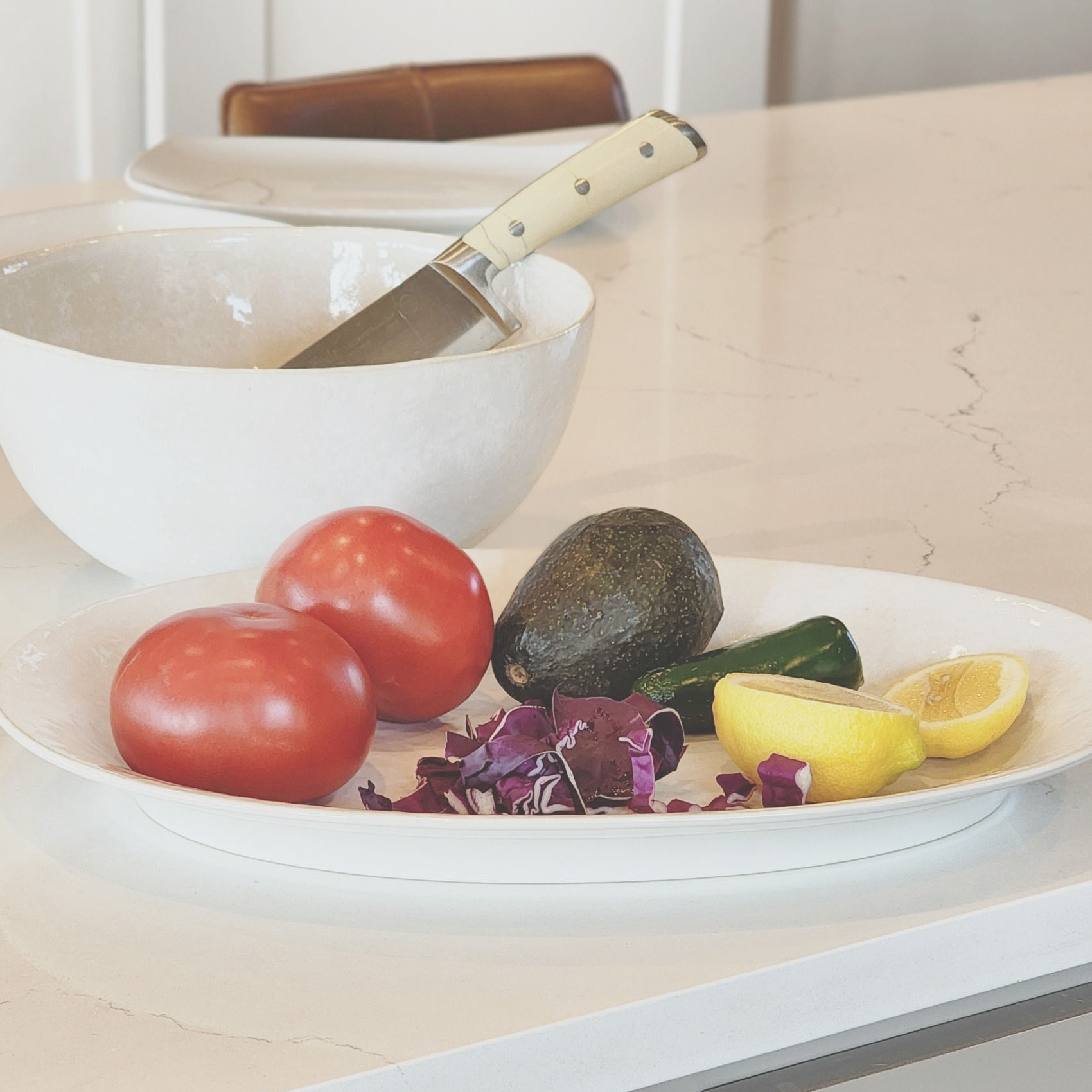 white modern ceramic platters