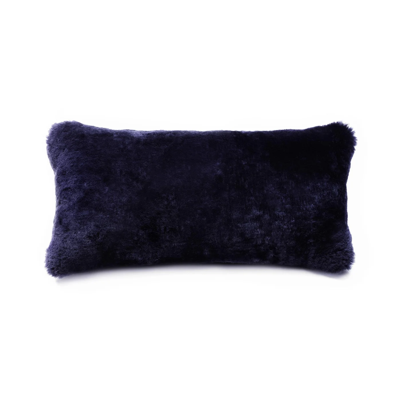 Fleecy Fur Lumbar Pillow, Dark Navy