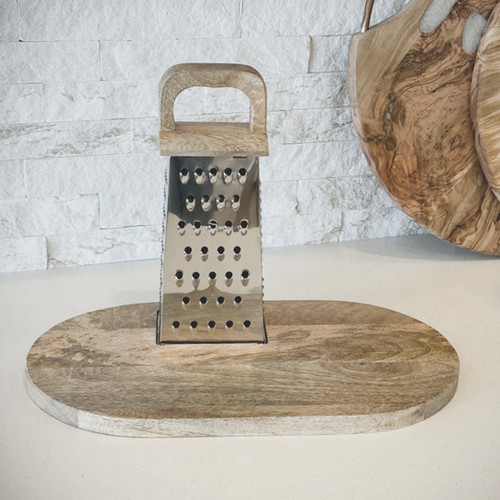 Artisan Wooden Cutting Board + Grater Set