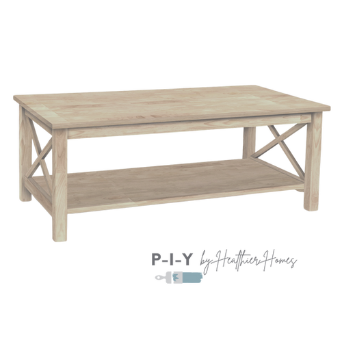 Solid Rectangular Natural Wood Coffee Table Paint it Yourself