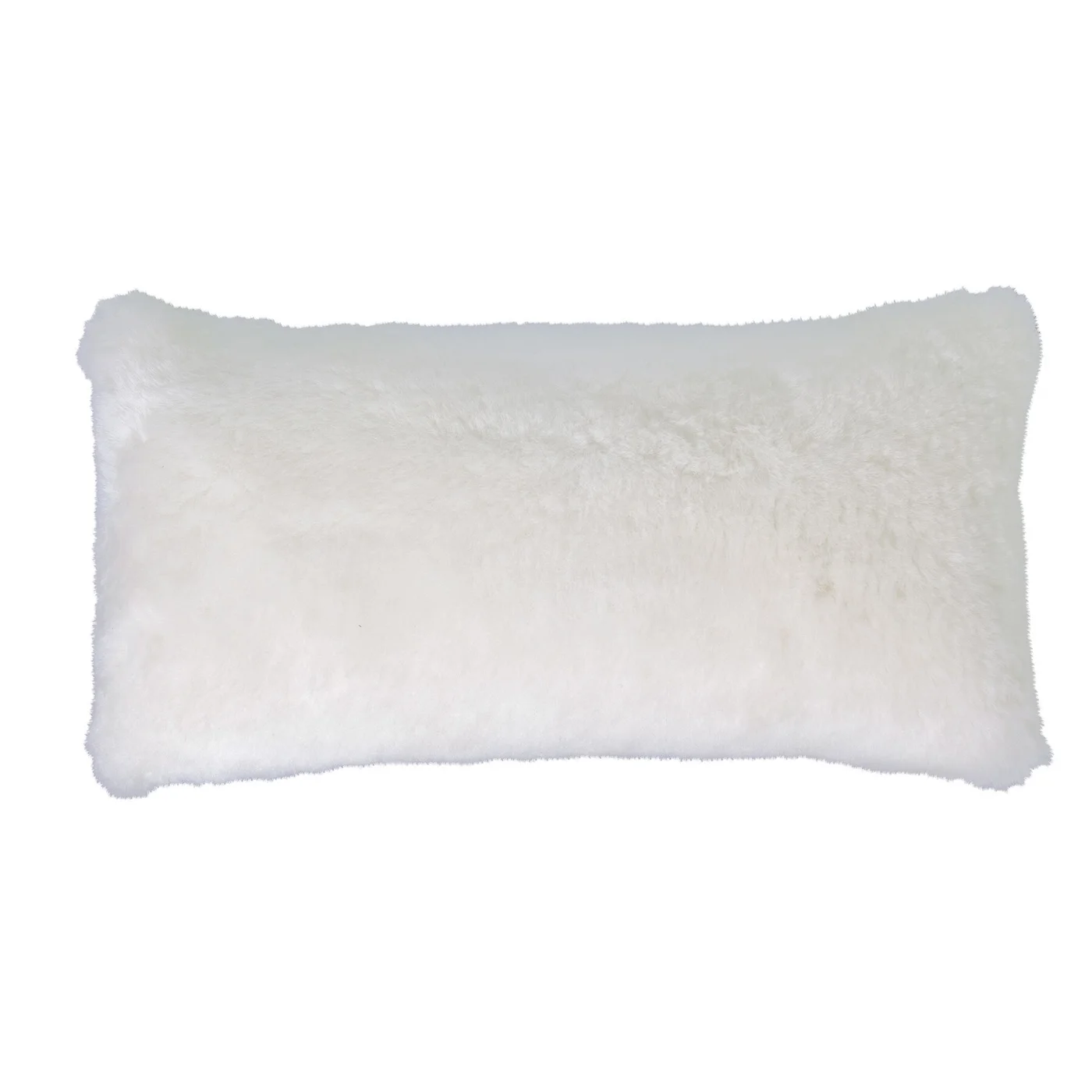 Fleecy Fur Lumbar Pillow, White