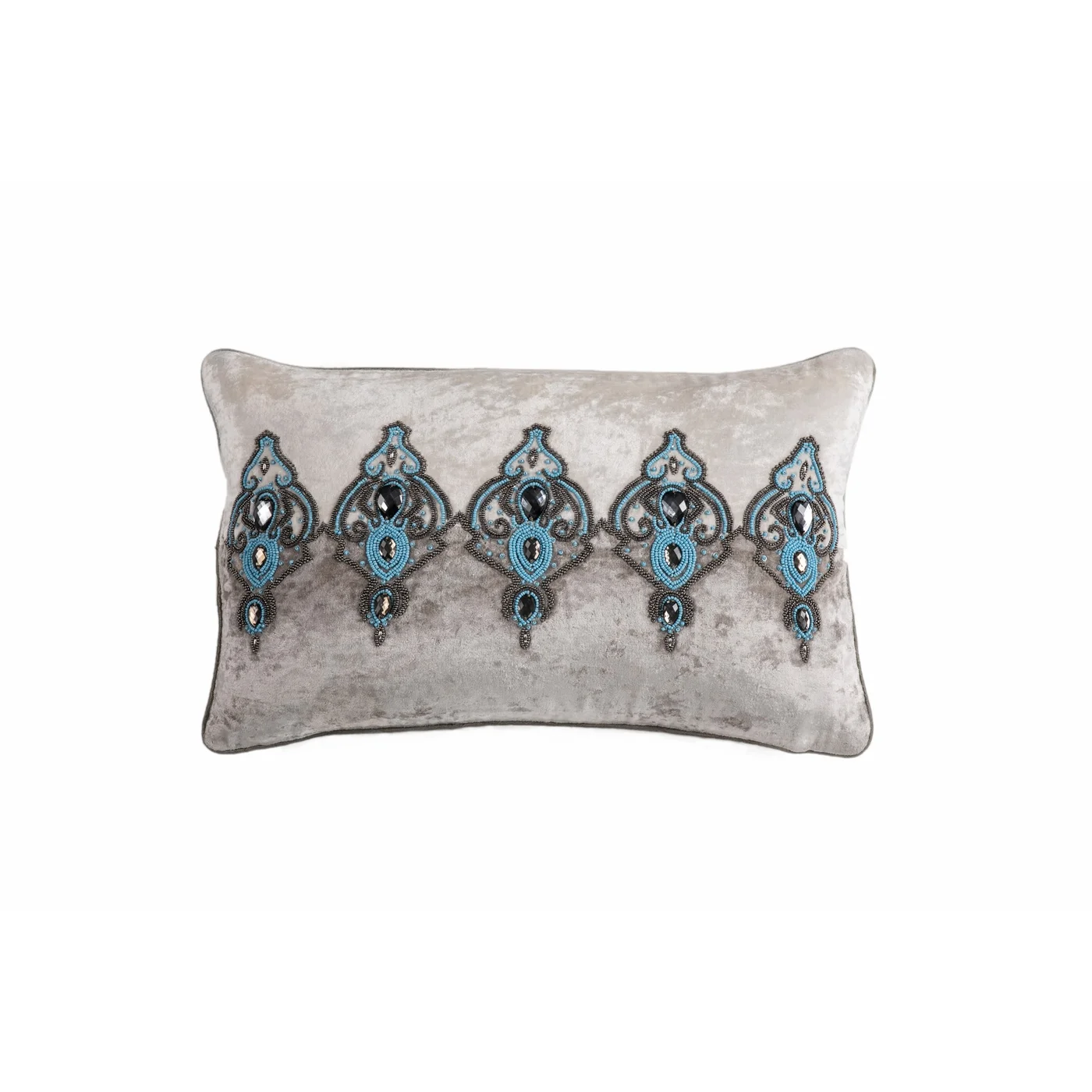 Jewel Box Velvet Pillow, Ice, 12"x20"