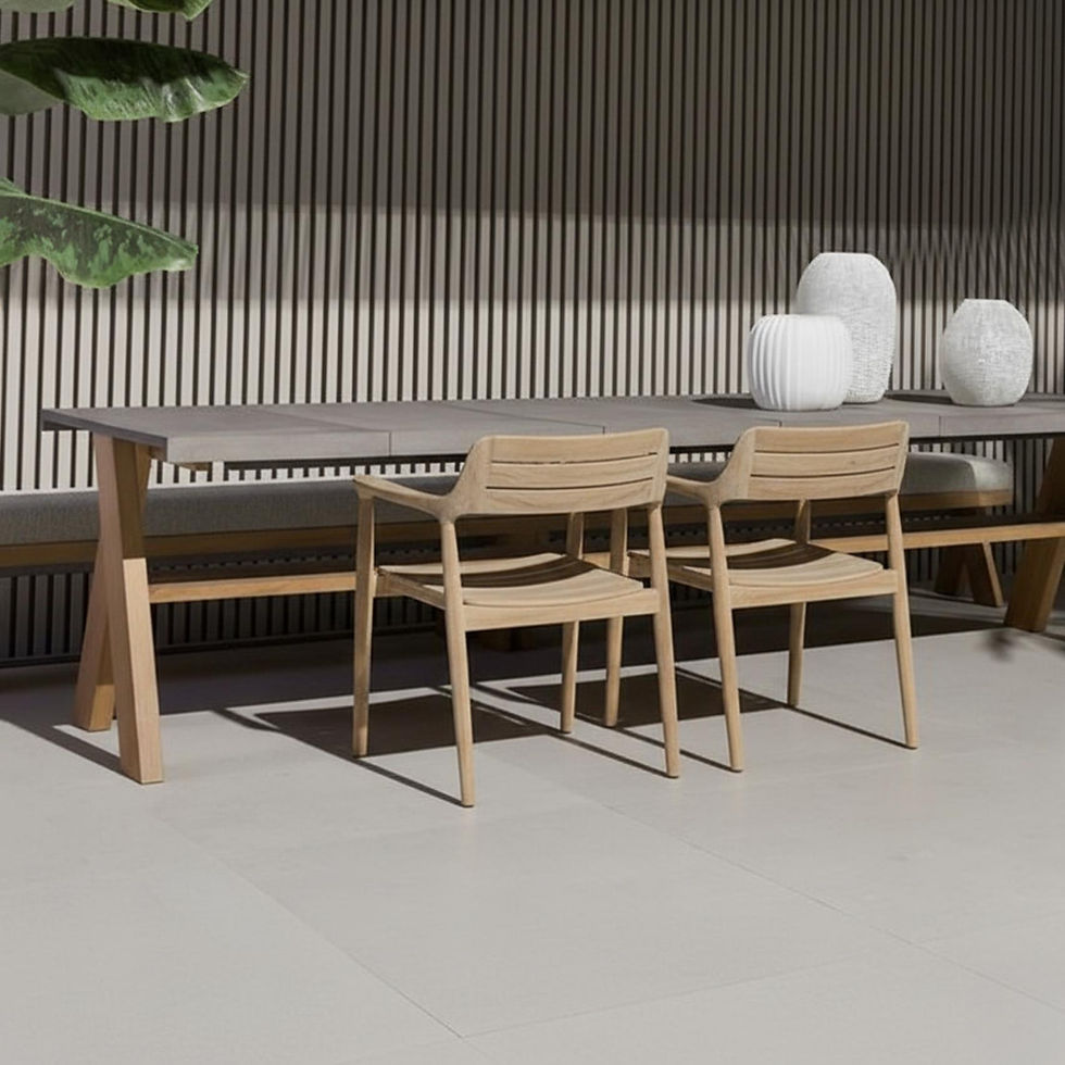 indoor/outdoor teak arm chairs