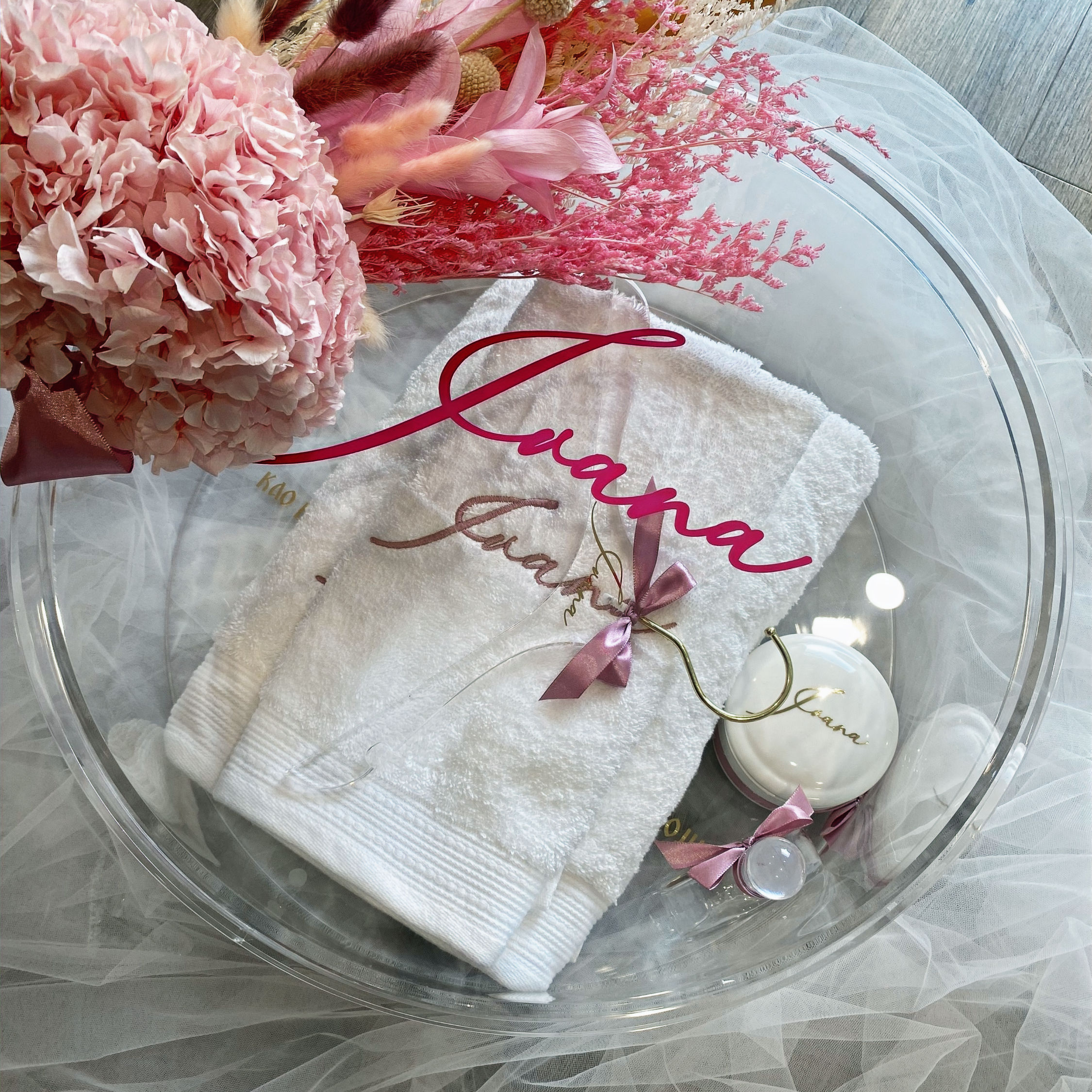 LARGE ROUND ACRYLIC CHRISTENING BOX