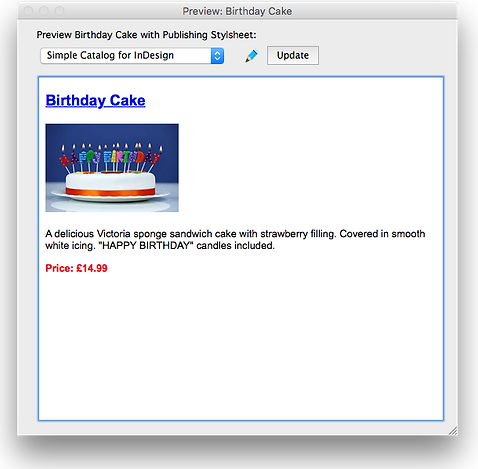 Preview window showing product preview