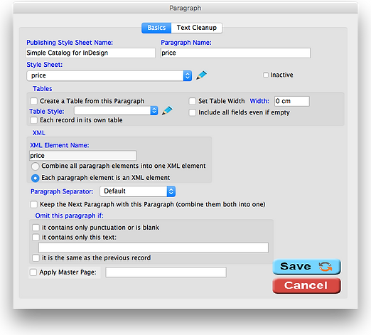Paragraph settings