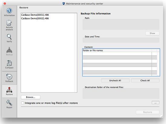 Restore a backup