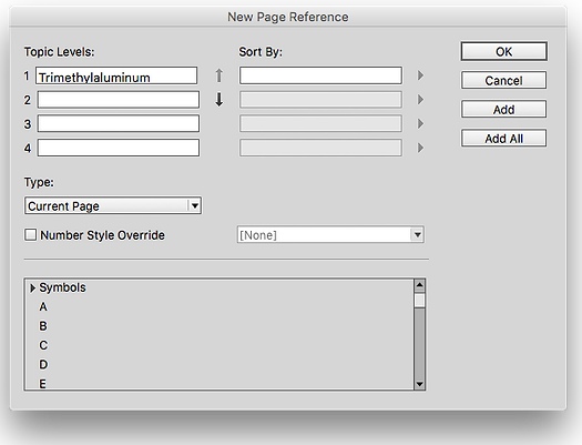 Add an index entry
