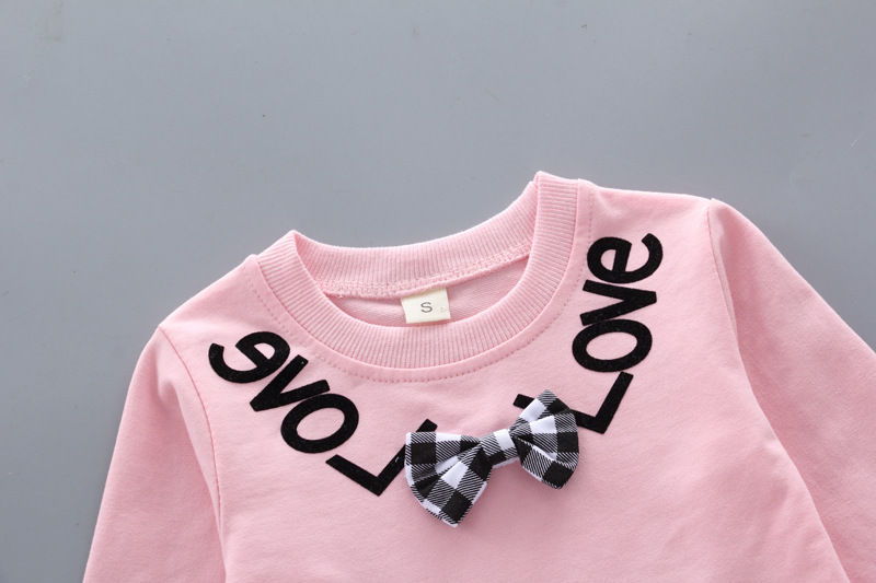 Thumbnail: Children's Clothing Sets Bow Plaid Long Sleeve Top + Pants 2pcs Sets Toddler Gir