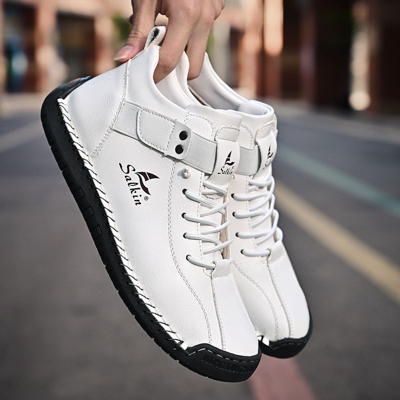 Thumbnail: New 2025 Handmade Leather Casual Men Shoes Design Sneakers Man Breathable Leathe