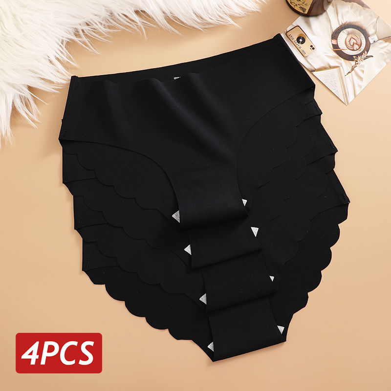Thumbnail: Ice Silk Seamless Panties 4PCS/Set Women's Briefs Solid Color Elastic Underwear 
