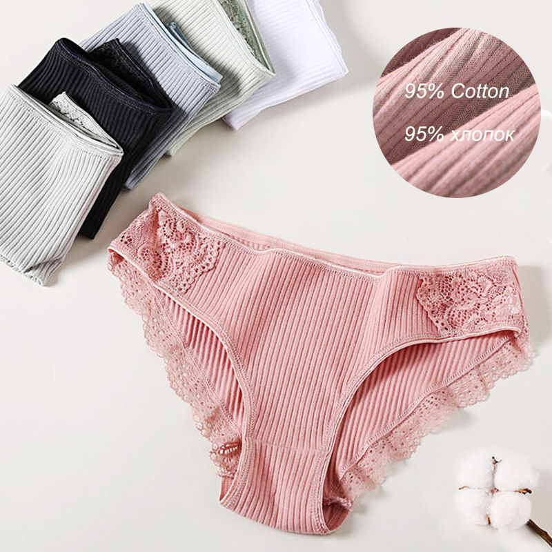 Thumbnail: FINETOO Cotton Underwear Floral Lace Women Panties Women Sexy Comfortable Female